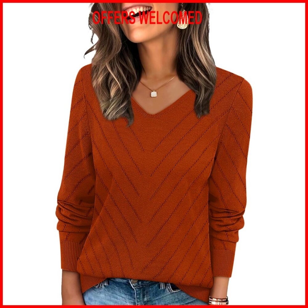 Viscose Nylon Polyester V-Neck Pullover Sweater L… - image 1